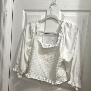 Free people Square shoulder/off the shoulder white blouse size Large
